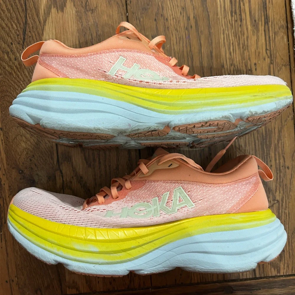 HOKA M Bondi 8 Shell Coral/ Peach Mens 7 - Picture 2 of 4